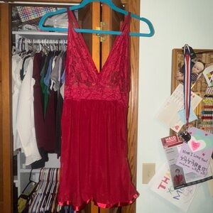 Elegant Red Lace Chemise